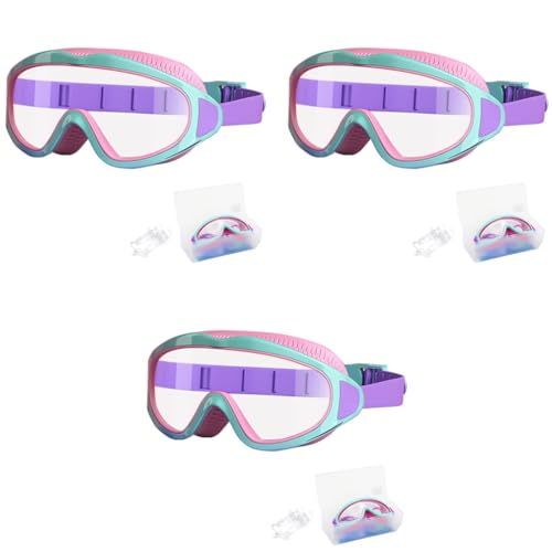 Proberos® Swimming Goggles for Kids, Big Frame Leakproof Swimming Goggles with Ear Plugs, Swim Goggles with Anti Fog and UV Protection for Boys Girls Age 4-10(Pink) 3 PCS Proberos® Swimming Goggles for Kids, Big Frame Leakproof Swimming Goggles with Ear Plugs, Swim Goggles with Anti Fog and UV Protection for Boys Girls Age 4-10(Pink) 3 PCS